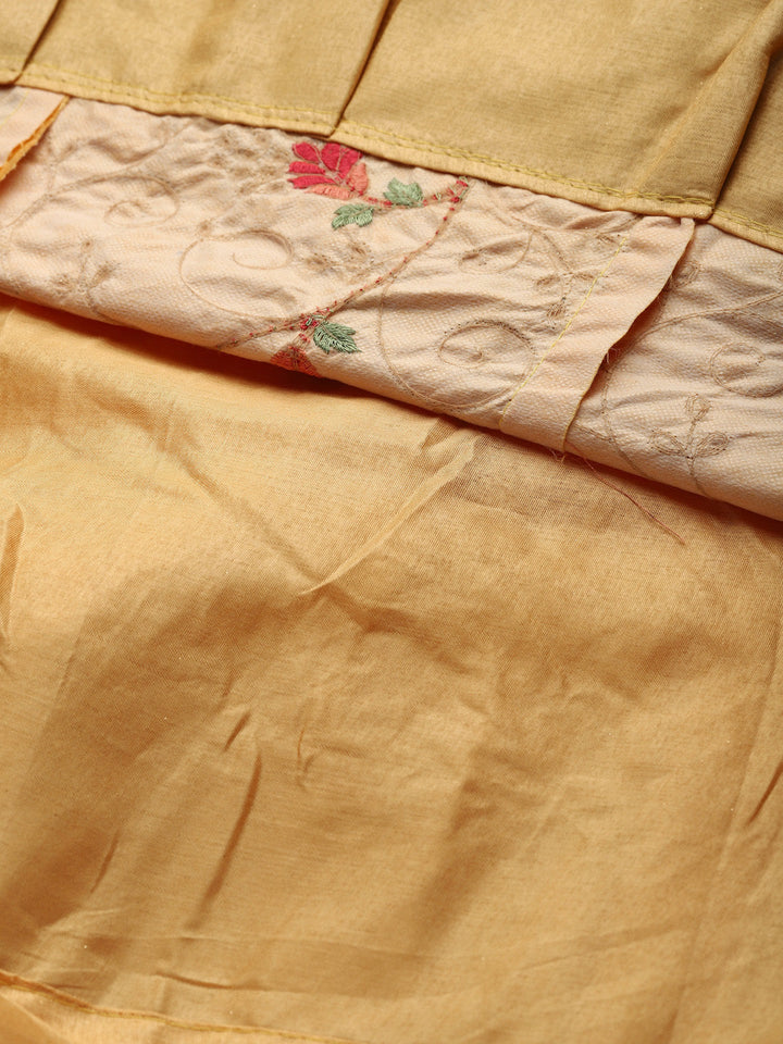 Pastel Semi-Stitched Lehenga Set with Zari & Resham Meenakari Floral Embroidery