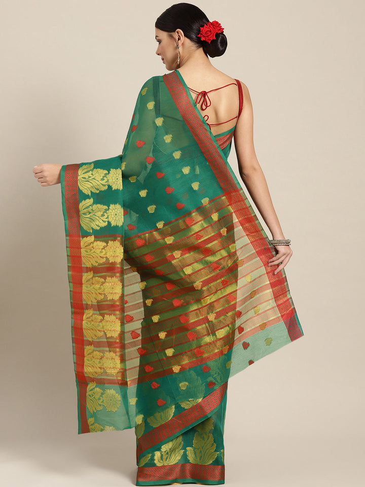 Floral Chanderi Silk Saree with Zari Resham Weaving