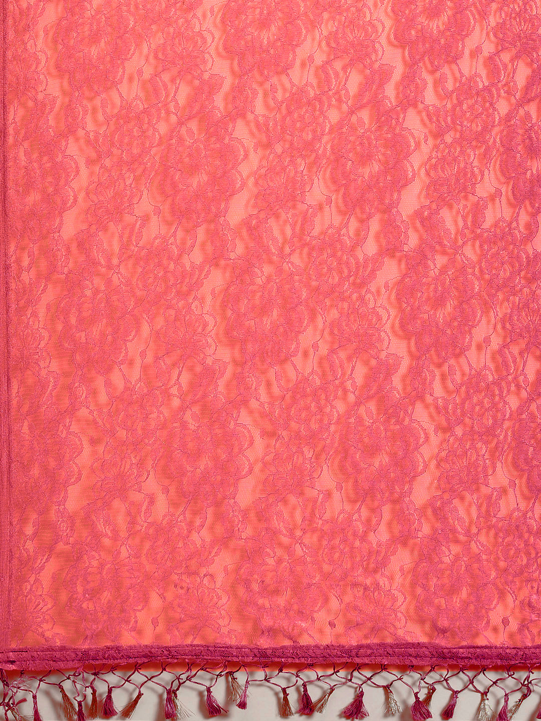 Pink Ombre Floral Net Saree With Sequence Embellished Blouse
