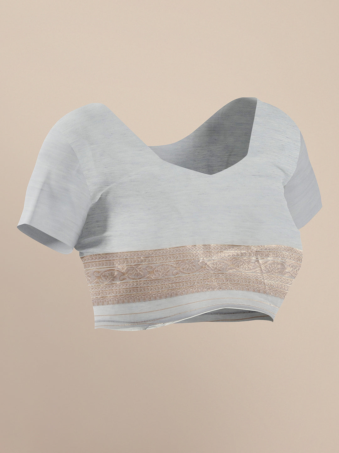 Grey Zari Woven Embroidered Silk Blend Banarasi Saree