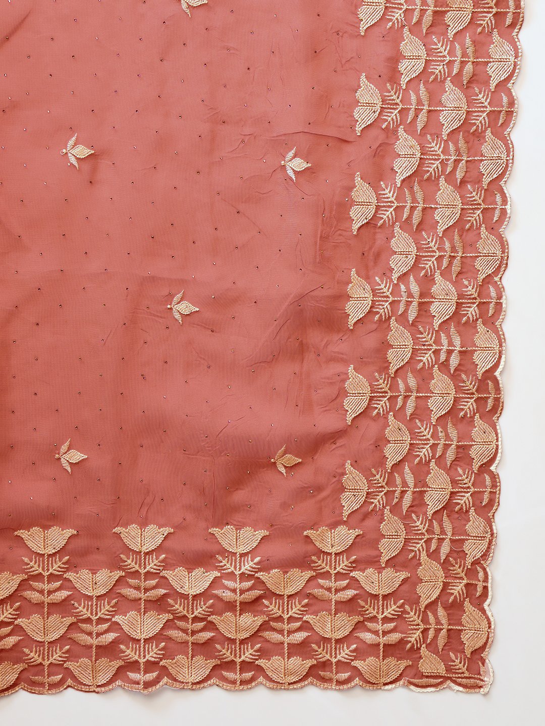 Pastel Pink Thread Embroidered Cut-work Border Soft Tissue Saree