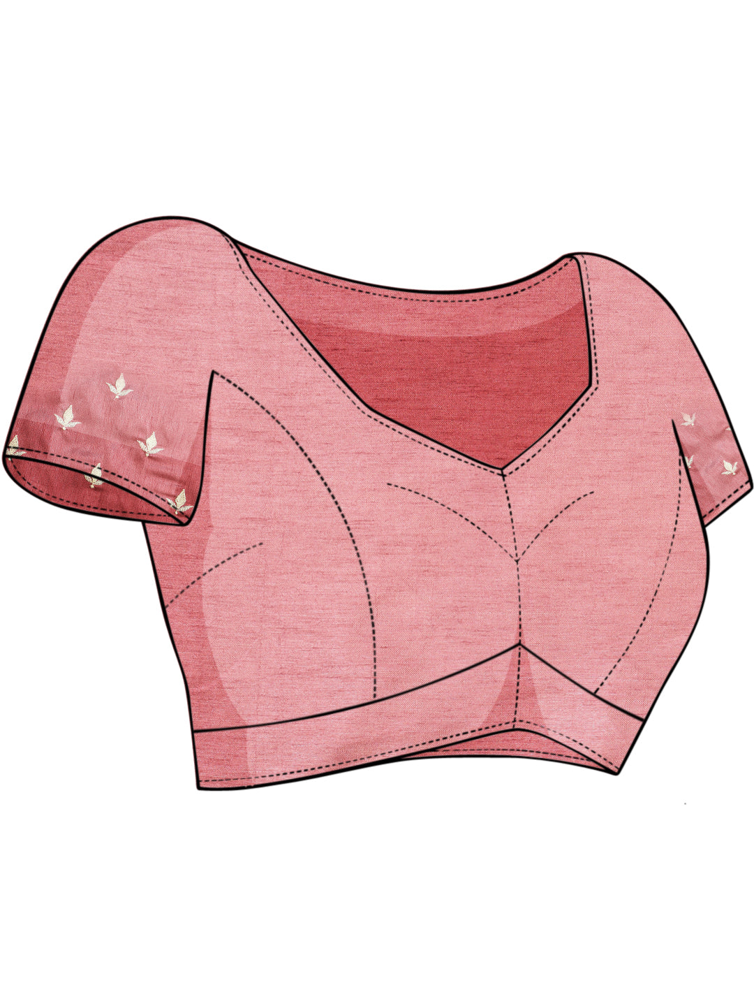 Pastel Pink Thread Embroidered Cut-work Border Soft Tissue Saree