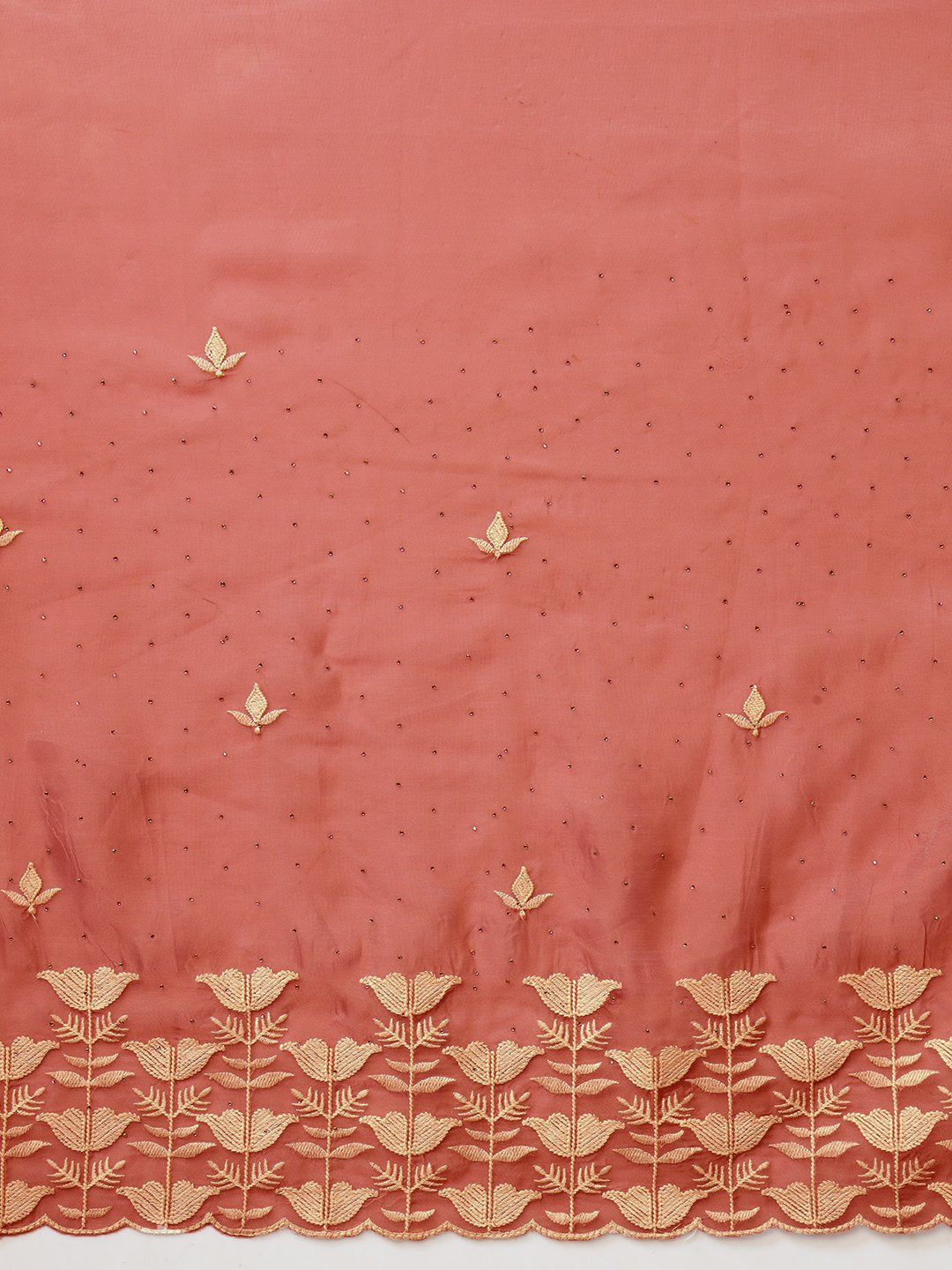 Pastel Pink Thread Embroidered Cut-work Border Soft Tissue Saree
