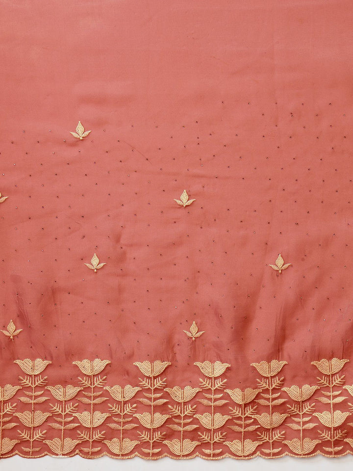 Pastel Pink Thread Embroidered Cut-work Border Soft Tissue Saree