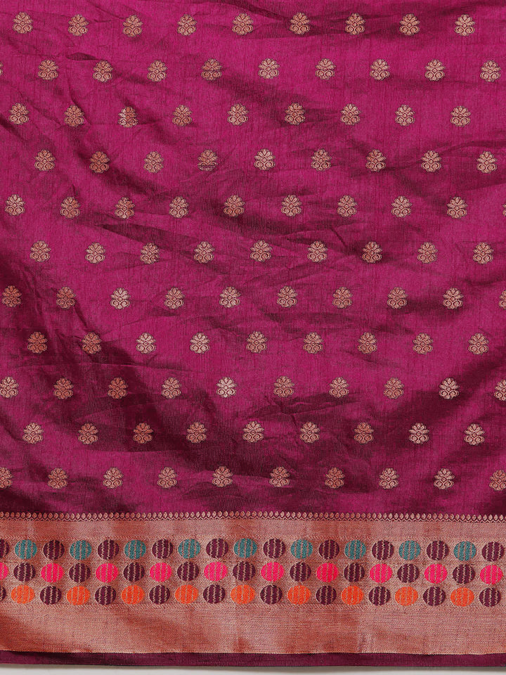 Purple Resham & Zari Woven Traditional Silk Saree