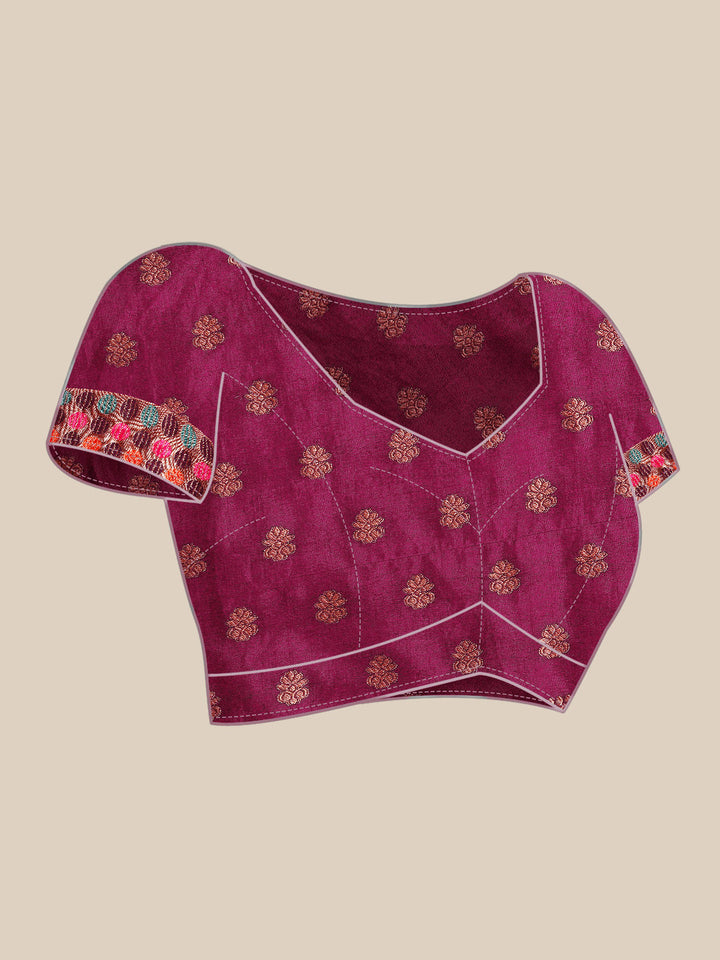 Purple Resham & Zari Woven Traditional Silk Saree