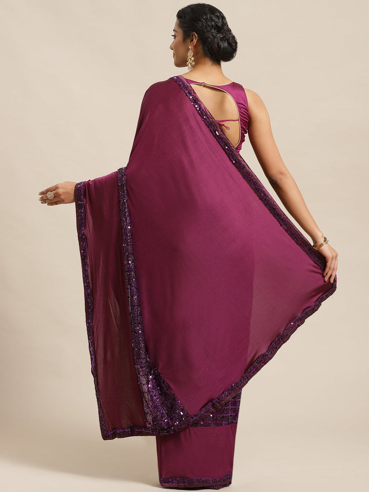 Bling Lycra Sequined Saree with Stylish Panels & Sequence Embroidery