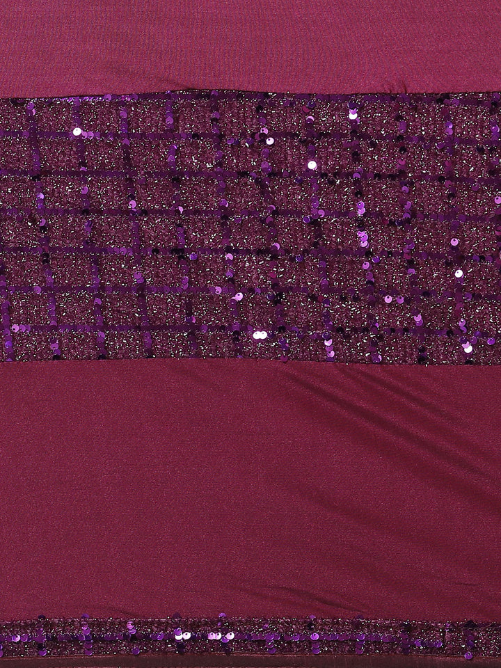 Bling Lycra Sequined Saree with Stylish Panels & Sequence Embroidery