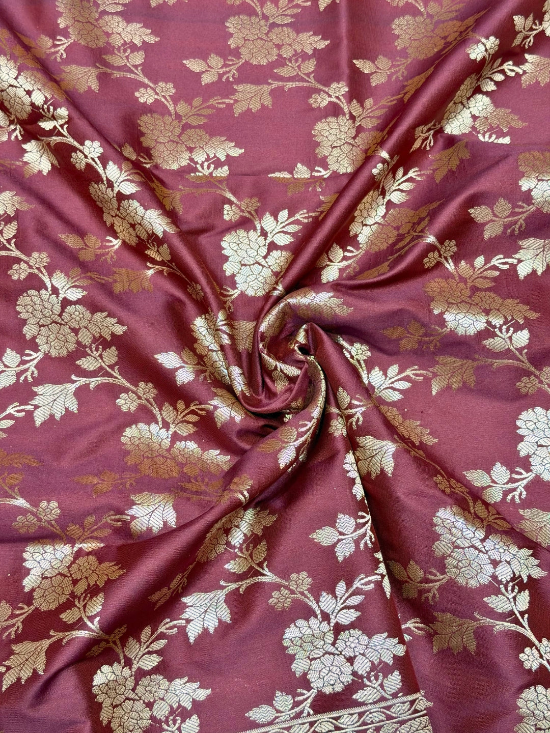 Banarasi Silk Colorblocked Dress Material with Tropical Zari Weaving & Jhalar Dupatta