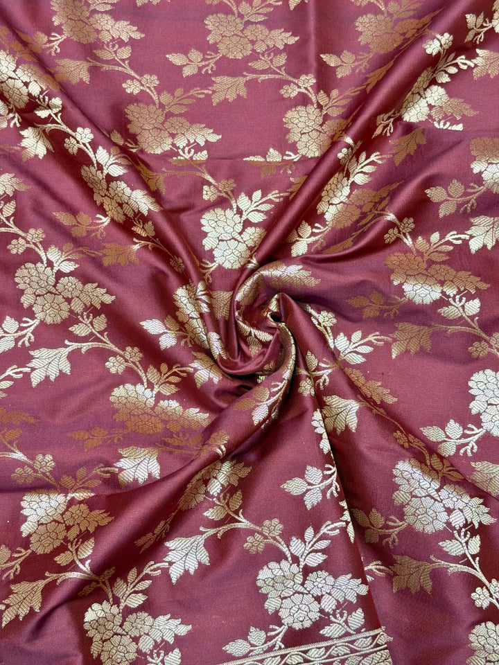 Banarasi Silk Colorblocked Dress Material with Tropical Zari Weaving & Jhalar Dupatta