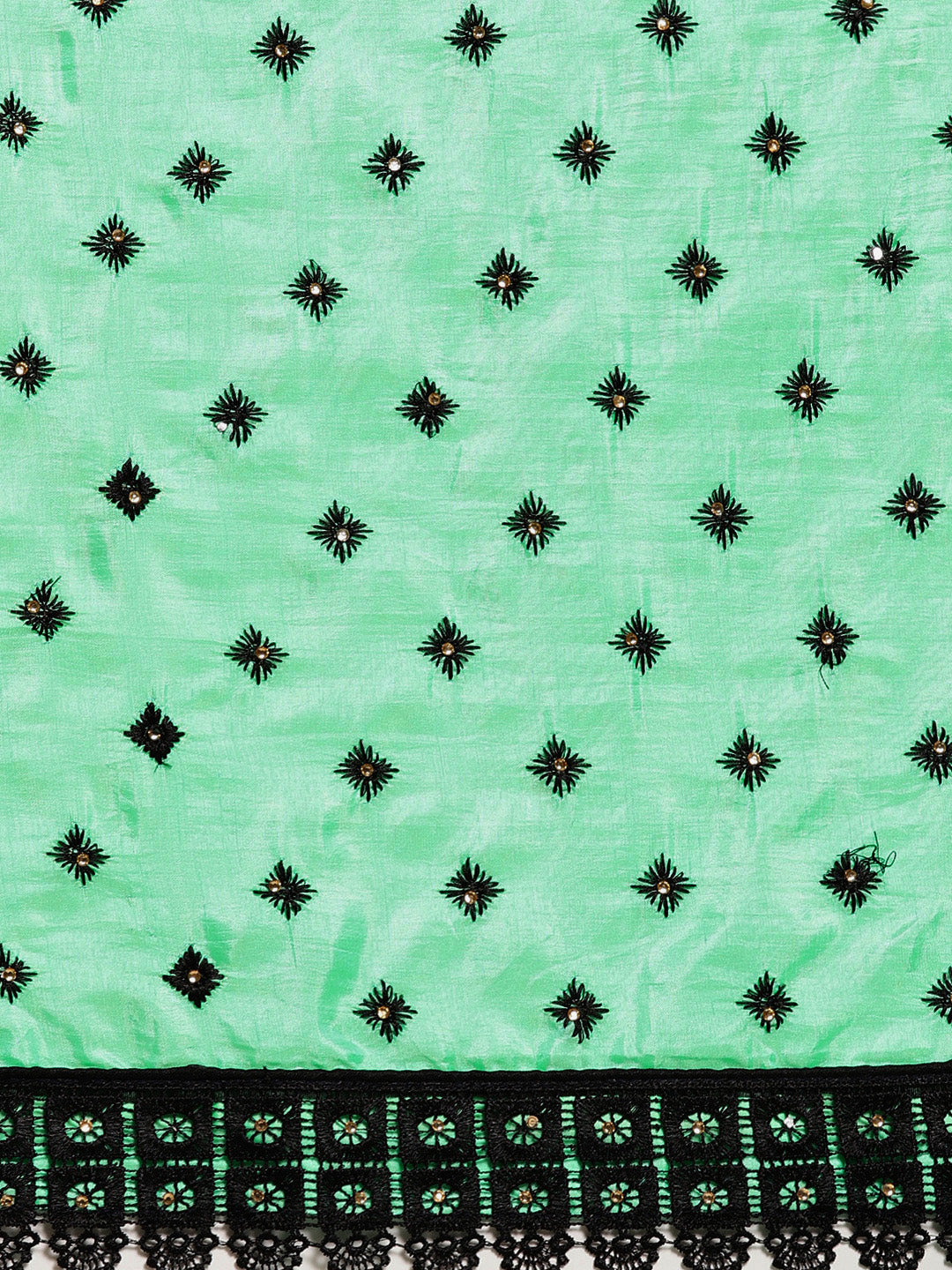 Textured Silk Saree with Resham Embroidery and Chantilly Lace Border