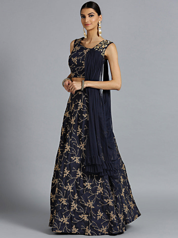 Embroidered Lehenga Choli with Pre-stitched Draped Dupatta