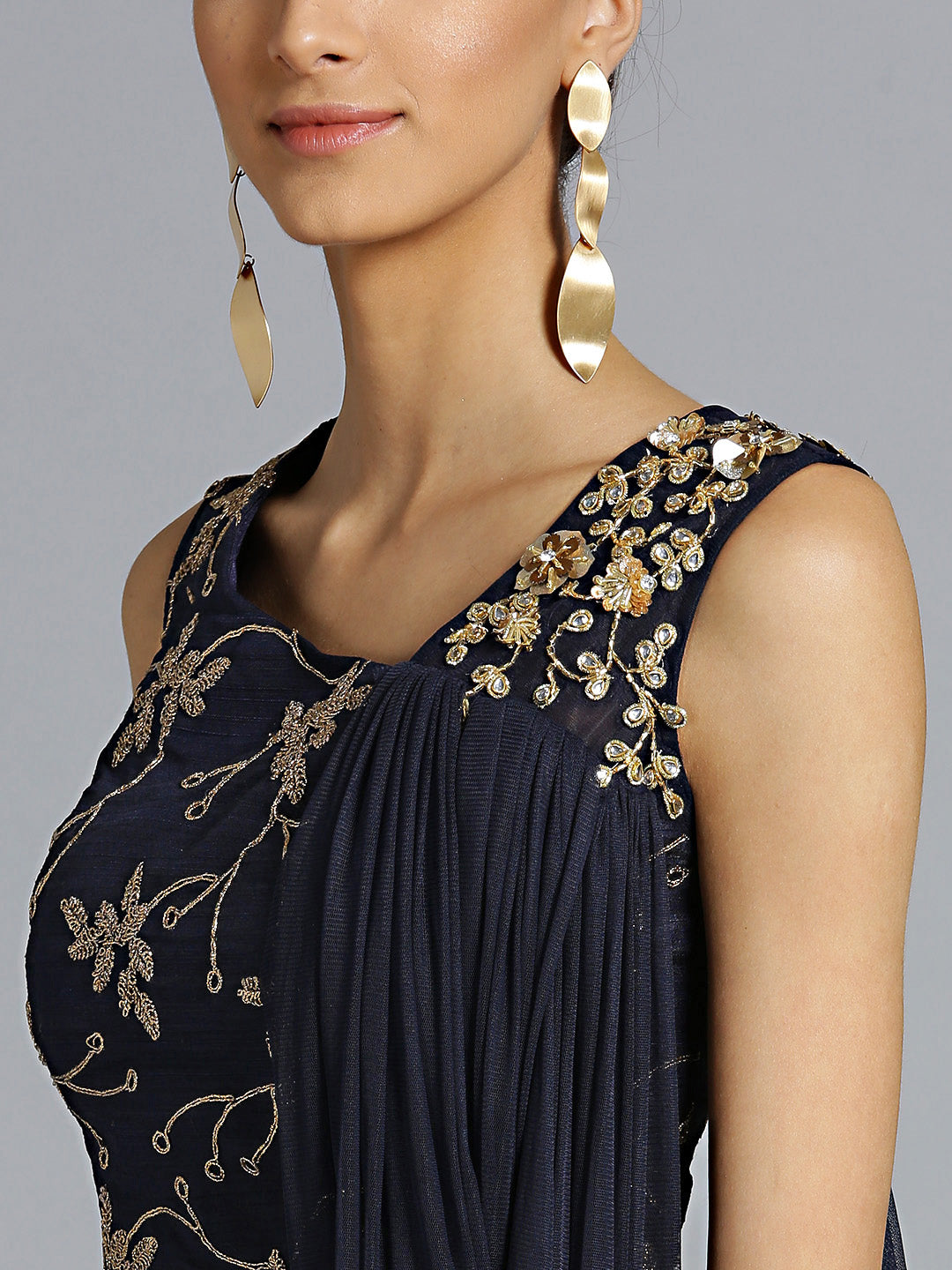 Embroidered Lehenga Choli with Pre-stitched Draped Dupatta