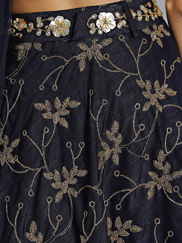 Embroidered Lehenga Choli with Pre-stitched Draped Dupatta