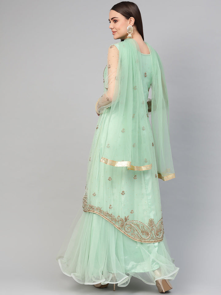 Cocktail Gown with Crystal Embellished Assymetrical Jacket