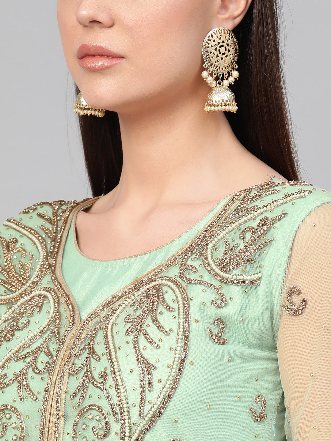 Cocktail Gown with Crystal Embellished Assymetrical Jacket