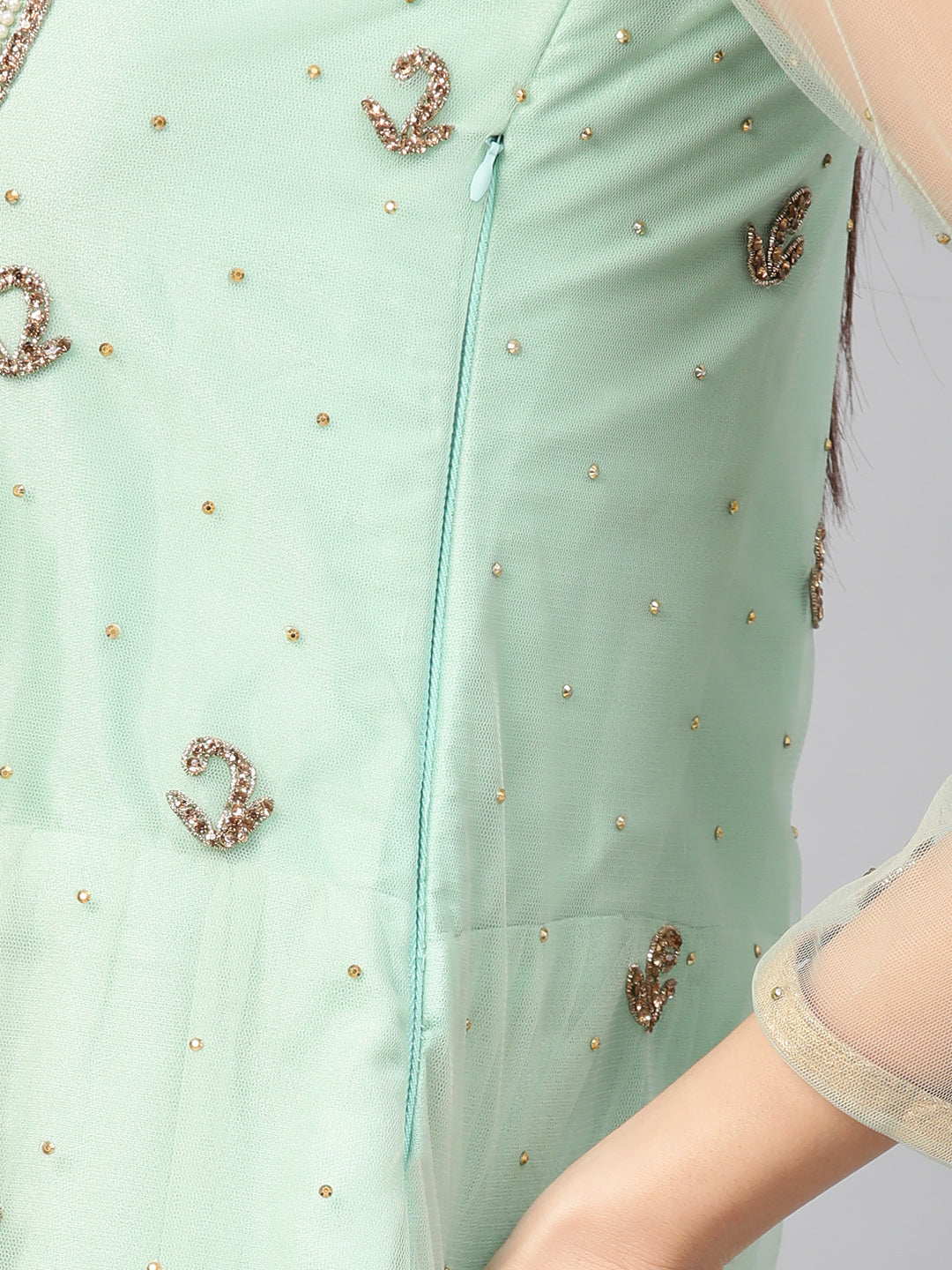 Cocktail Gown with Crystal Embellished Assymetrical Jacket