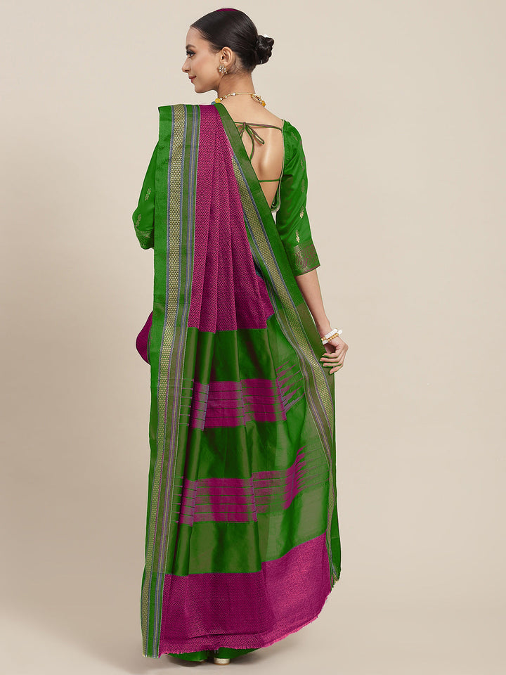 Purple Resham Woven Brocade Saree with Contrast Border
