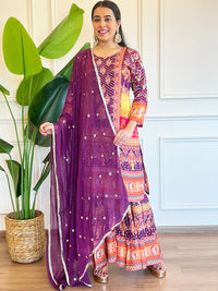 Chhaba 555 Printed Embellished Kurta Sharara Set with Sequinned Dupatta & Royal Digital Print