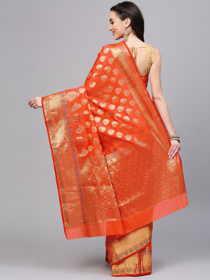 Chanderi Silk Banarasi Saree with Handloom Floral motifs