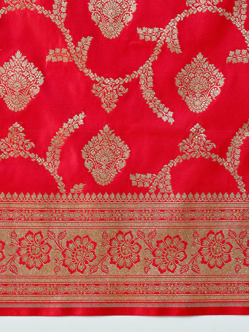 Red Bridal Handloom Banarasi Pure Silk Saree with Gold Zari Weaving