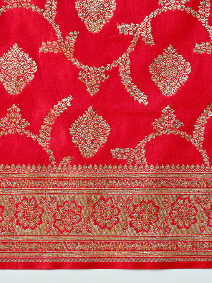 Red Bridal Handloom Banarasi Pure Silk Saree with Gold Zari Weaving