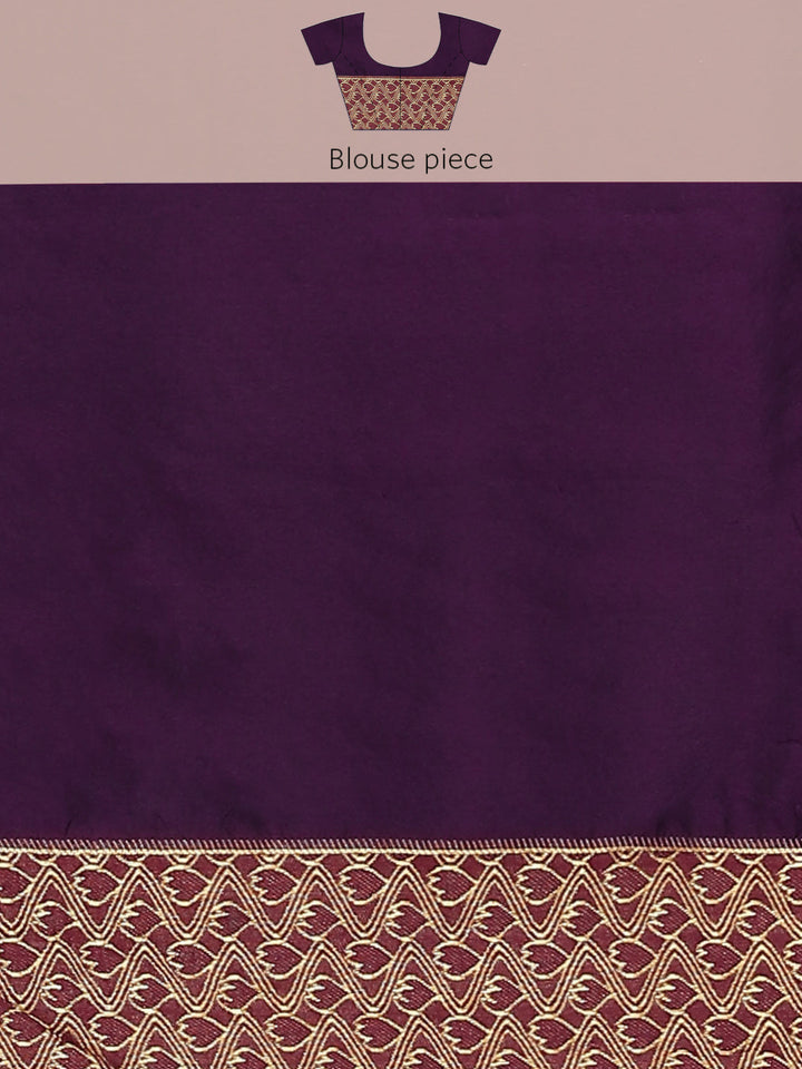 Burgundy Resham Embroidered Silk Woven Traditional Banarasi Saree