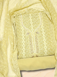 Chhabra 555 Chikankari Schiffli Dress Material with Mirror, Cut-Dana Embroidery & Scalloped Lace