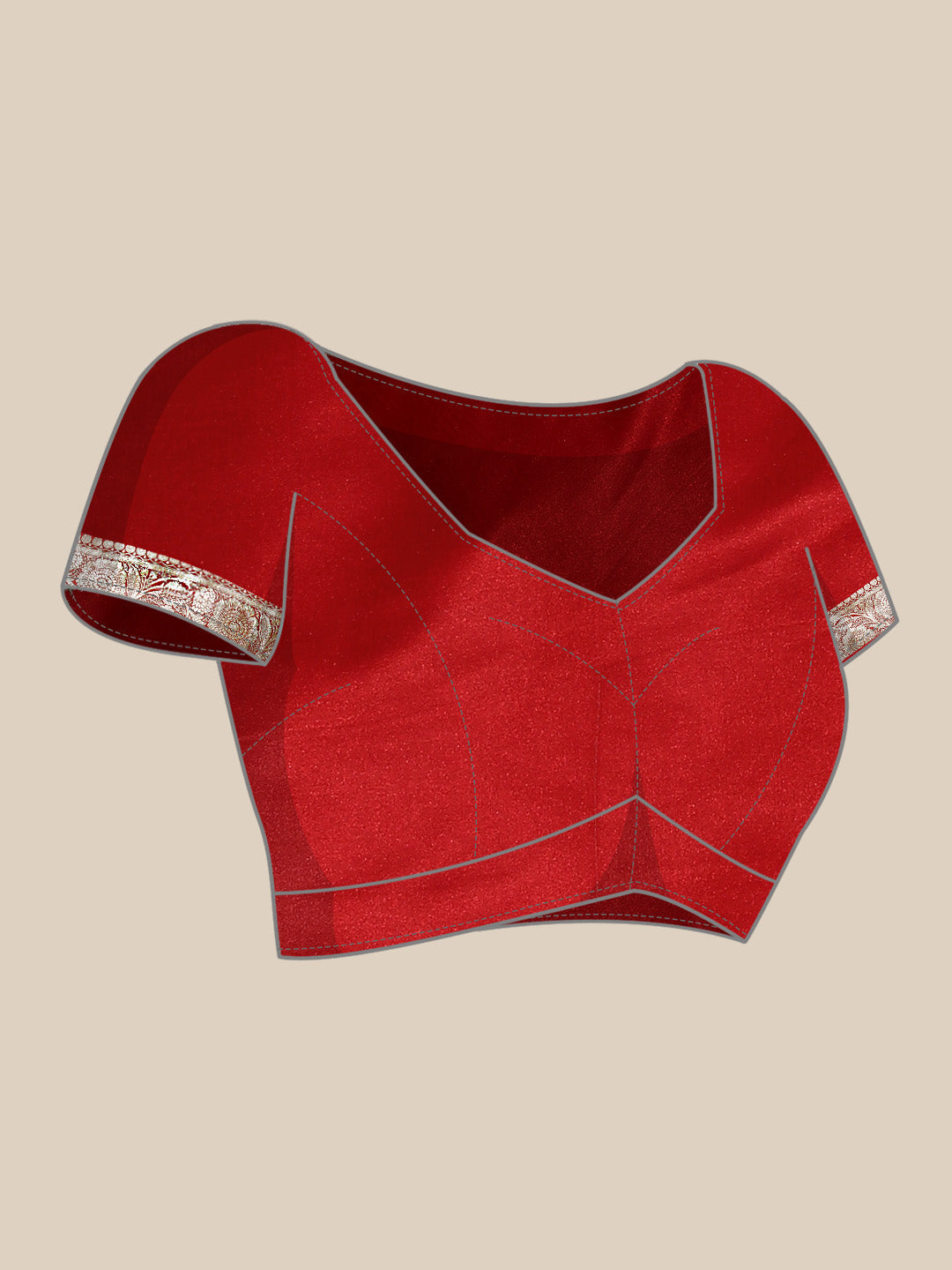 Red Handloom Kanjeevaram Silk Bridal Wedding Saree with Gold Zari