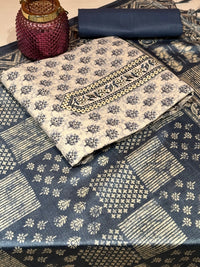 Elegant Blue and White Woven Suit