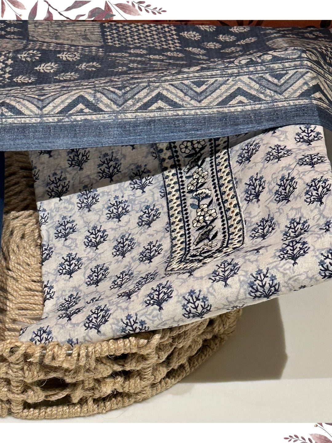 Elegant Blue and White Woven Suit