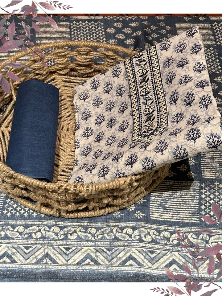 Elegant Blue and White Woven Suit
