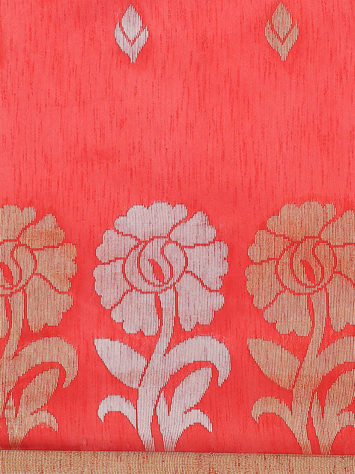 Banarasi Heritage Jute Silk Saree with Striking Gold and Silver Floral Woven Motifs