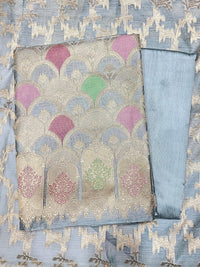 Chhabra 555 Meeanakari Weaving Banarasi Dress Material with Scalloped pattern & Jhallar Dupatta