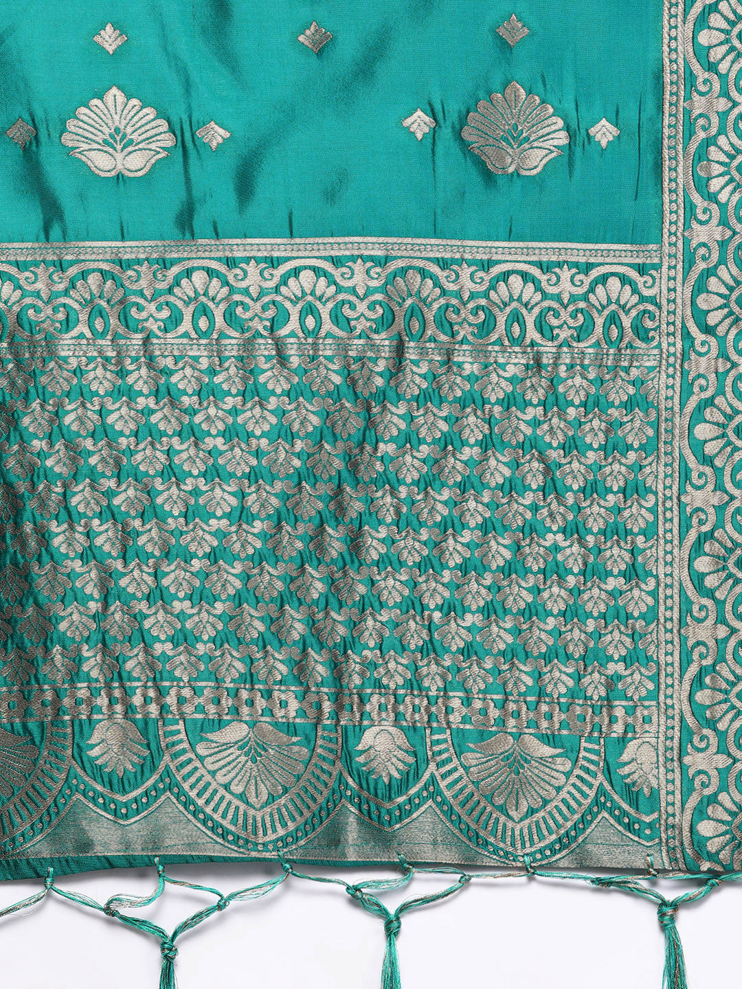 Semi Stitched Banarasi Brocade Silk Lehenga Choli with Zari & Resham Weaving, Tassels