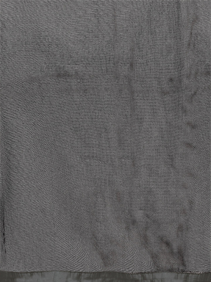 Grey Art Silk Zakan Zari Embroidered Stitched Gown With Net Dupatta