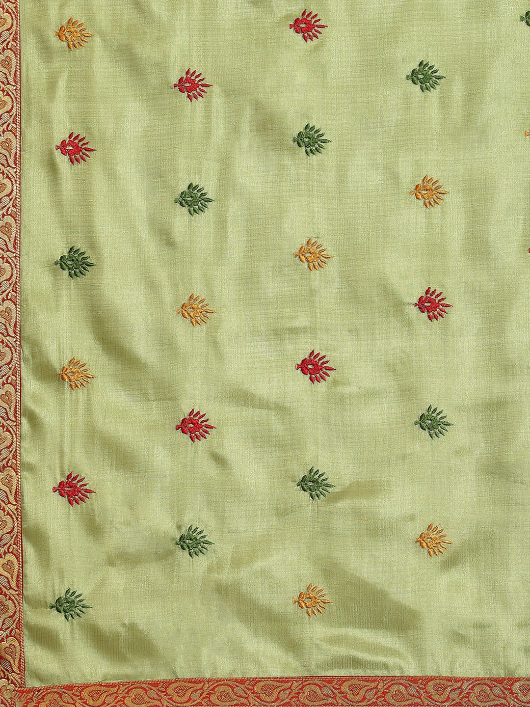 Green Tussar Banarasi Silk  Saree with Embroidery & Brocade Border
