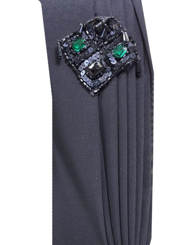 Black Pre-Draped Ready to Wear Saree with Embellished Blouse With Belt