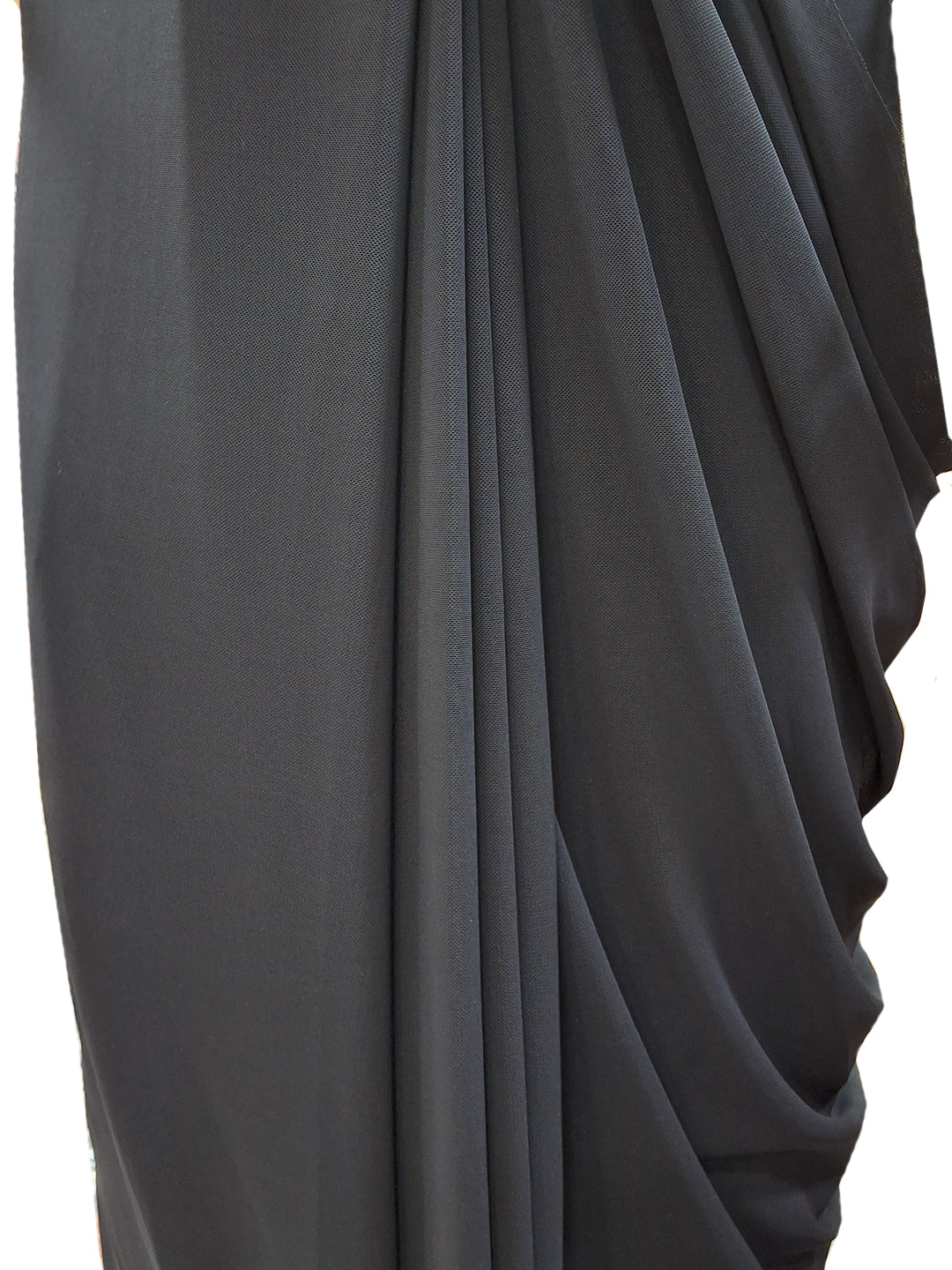 Black Pre-Draped Ready to Wear Saree with Embellished Blouse With Belt
