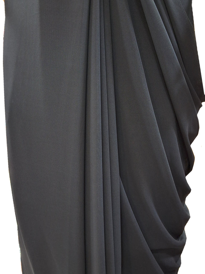 Black Pre-Draped Ready to Wear Saree with Embellished Blouse With Belt