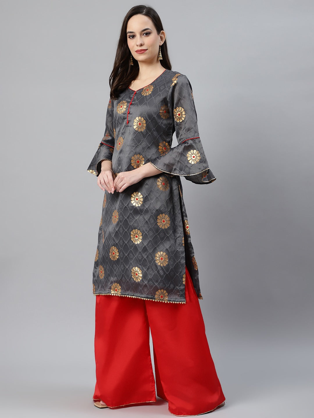 Banarasi French Silk Unstitched Suit Set With Gota Patti Work & Banarasi Dupatta