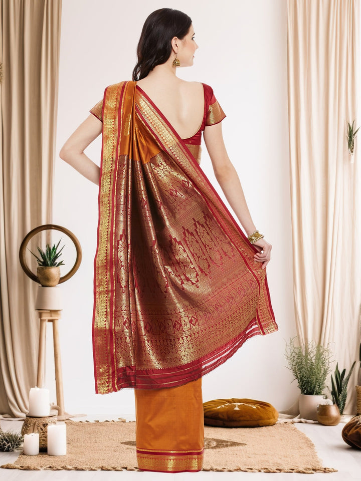 Traditional Narayan Peth Silk Saree with Zari Handloom Weaving