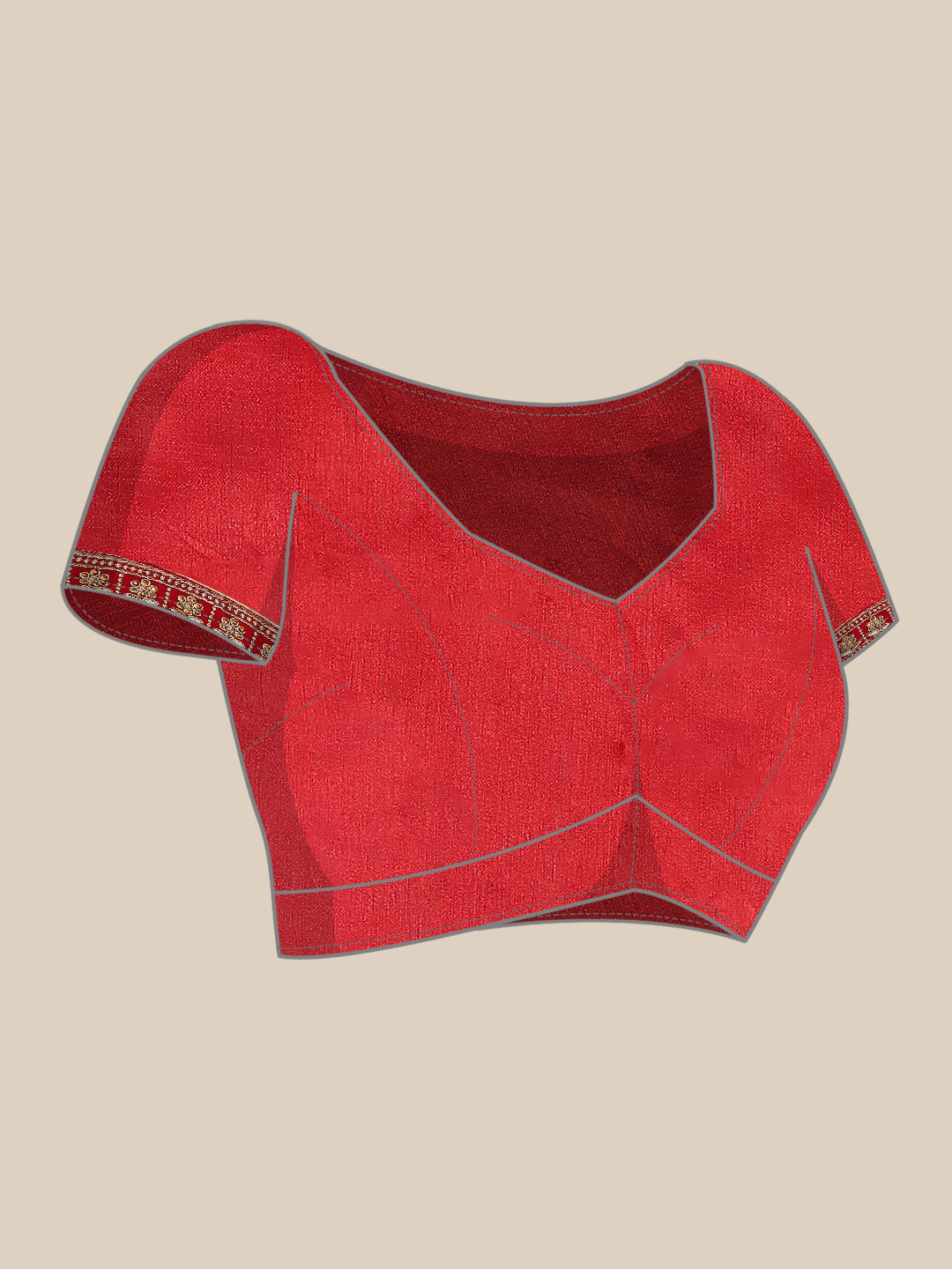 Red Chiffon Bandhej Printed Embroidered Traditional Saree