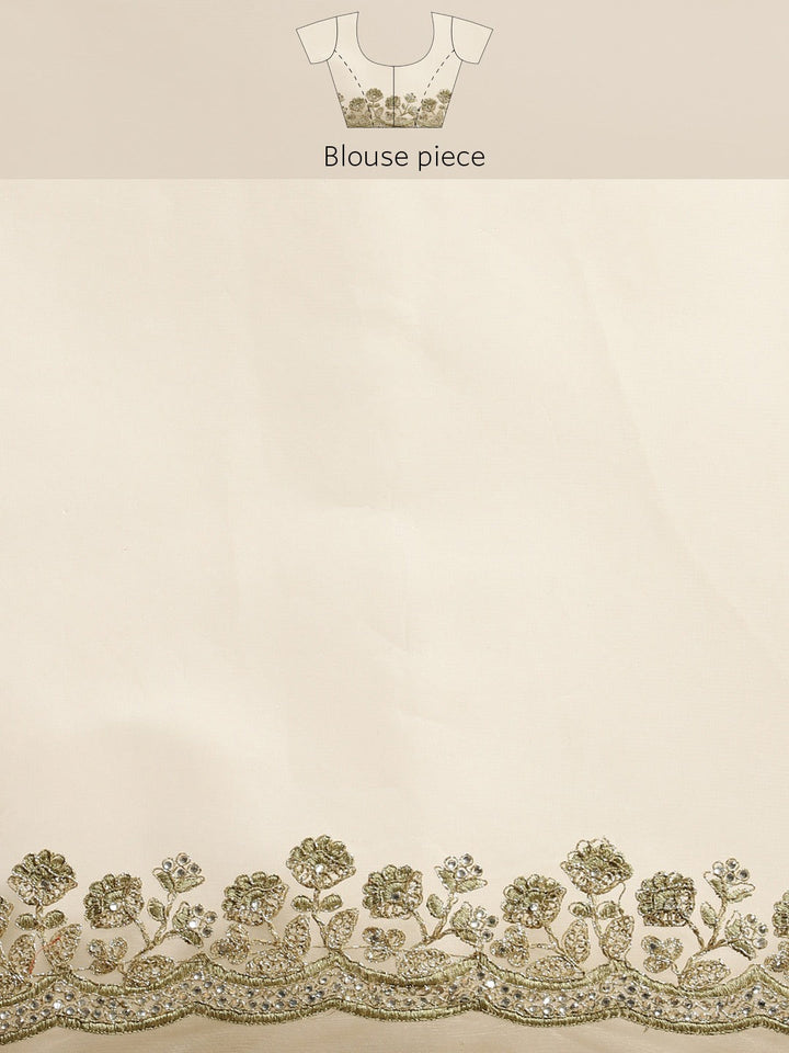 Green Net Fancy Zari and Stone Work Saree Embellished With Resham Embroidered