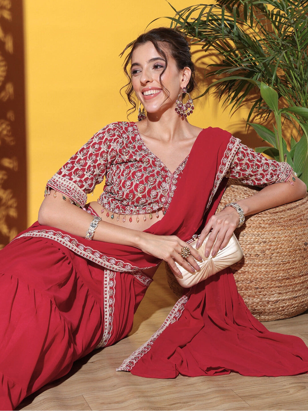 Tiered Georgette Flared Lehenga Set