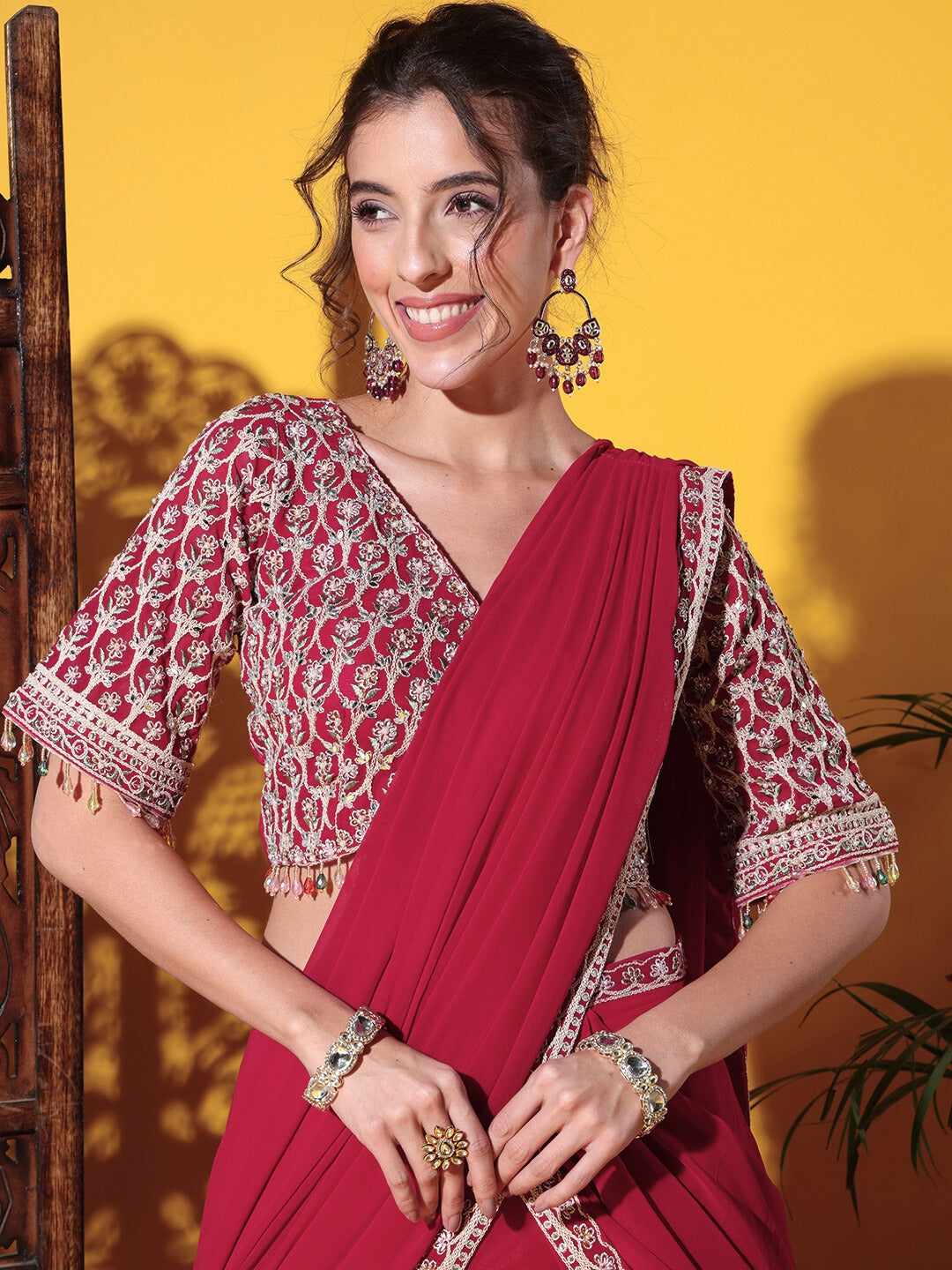 Tiered Georgette Flared Lehenga Set