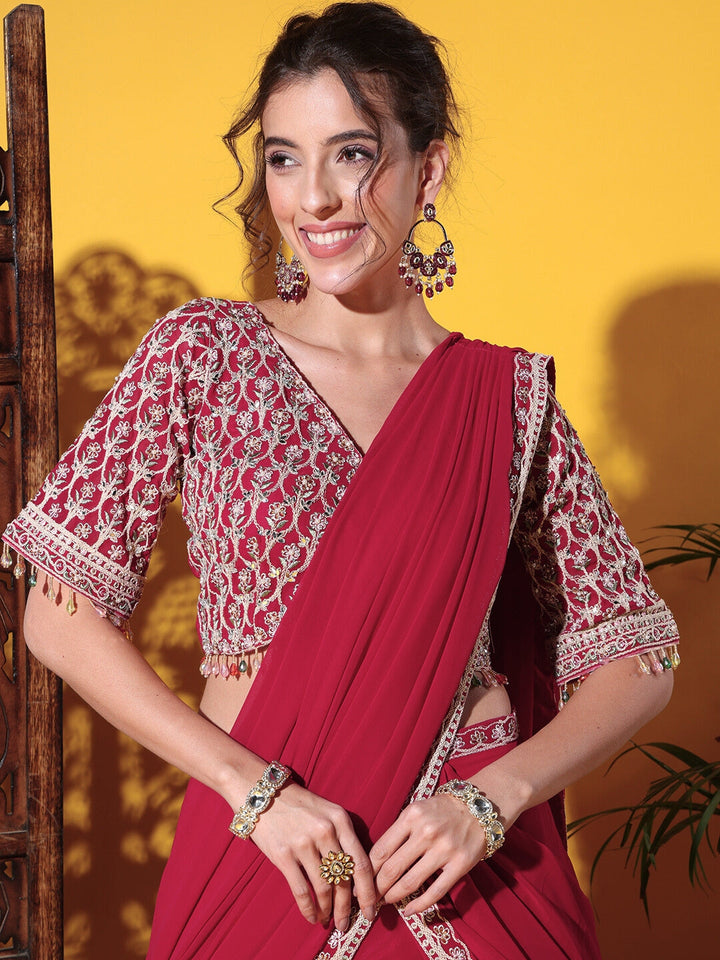 Tiered Georgette Flared Lehenga Set