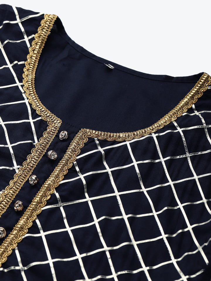 Made to Measure Kurta Pallazo Set with Silver Geometrical Gotta Patti Embroidery