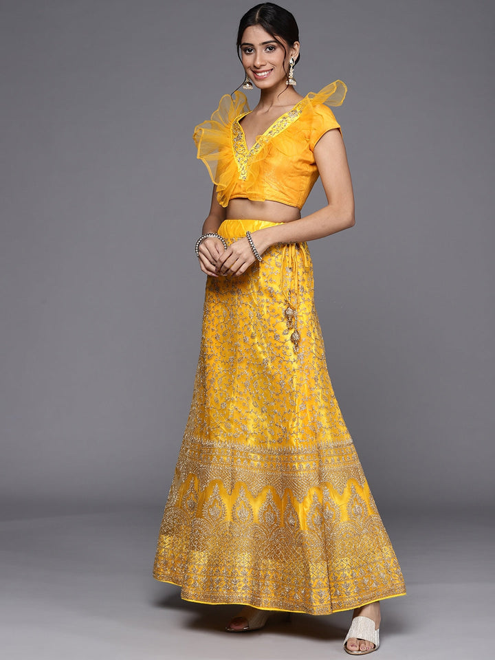 Kasab Zari Embroidery Semi-Stitched Lehenga Choli Set