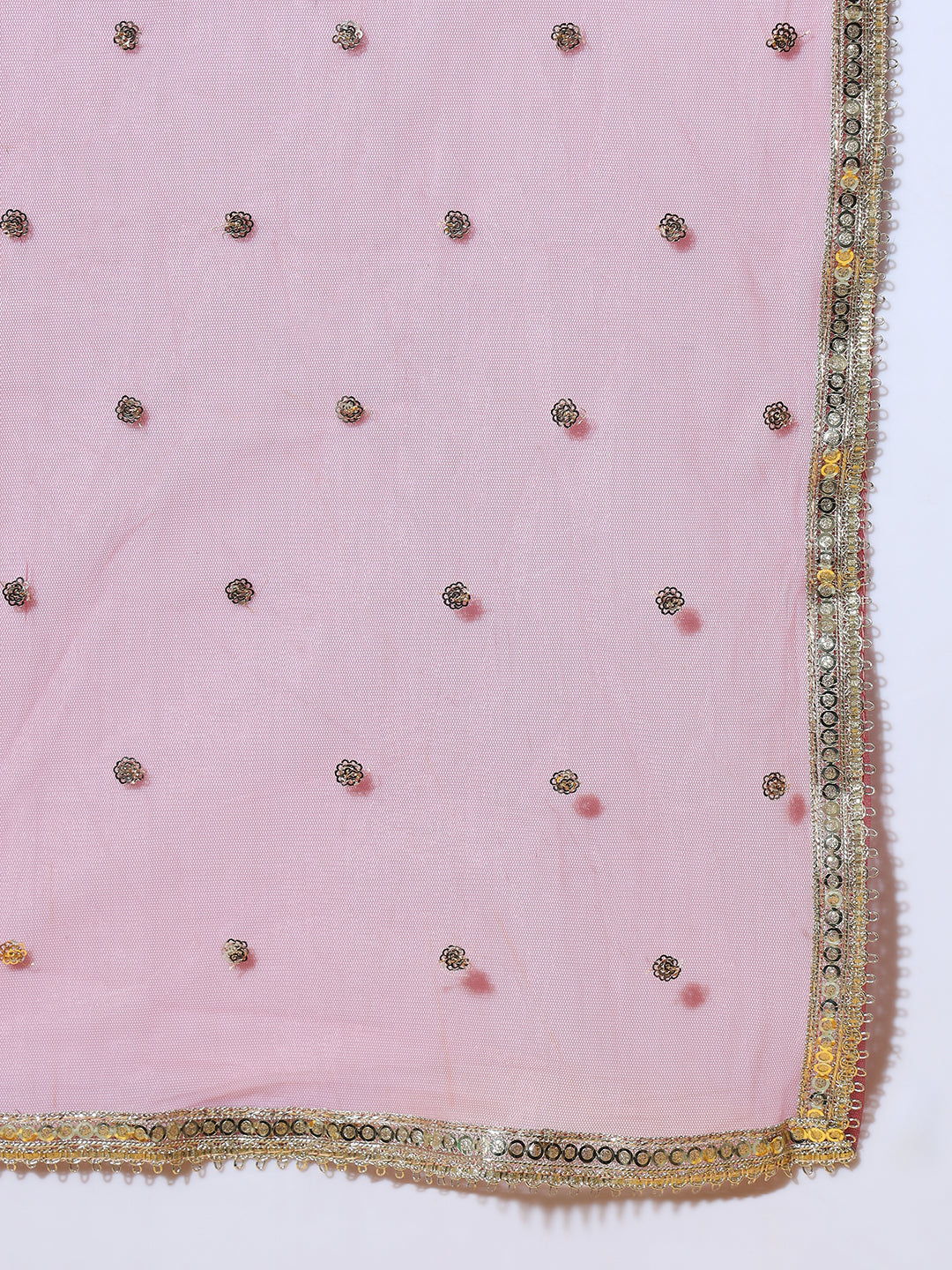 Foil Print & Crystal Embellished Anarkali Gown with Accordian Pleats